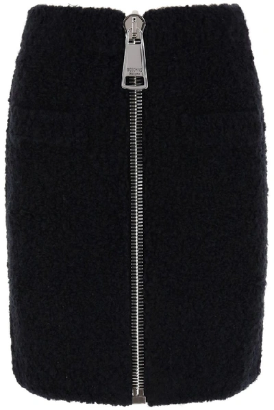Shop Moschino Macro Zip Mini Skirt In Black