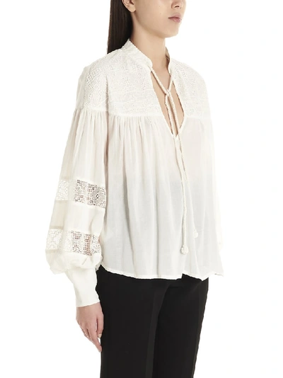 Shop Pinko Lace Blouse In White