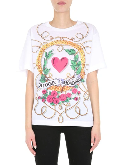 Shop Boutique Moschino Printed T In White