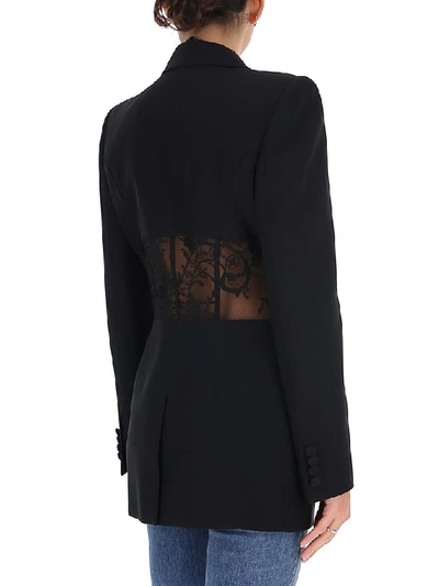 Shop Alexander Mcqueen Lace Insert Tailored Blazer In Black