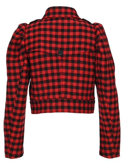 Red Valentino Cropped Double-breasted Houndstooth Jacket In Black Red |  ModeSens