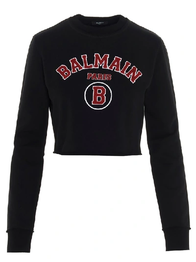Shop Balmain College Sweatshirt In Black