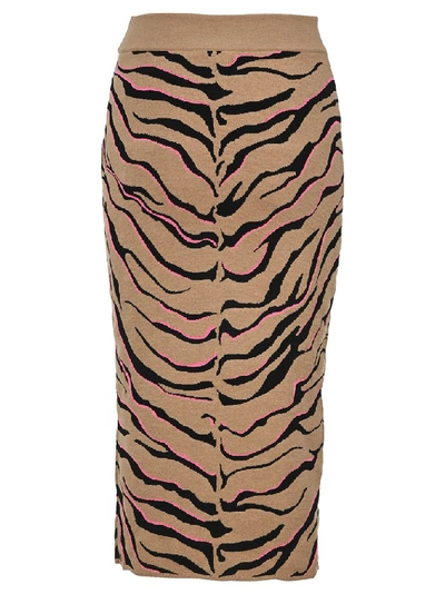 Shop Stella Mccartney Animal Intarsia Knitted Skirt In Brown