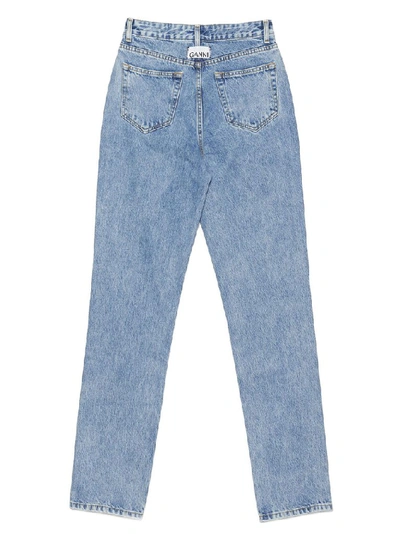 Shop Ganni Washed Straight Leg Jeans In Blue