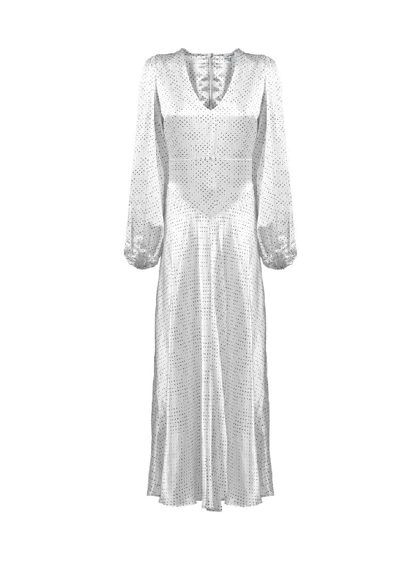 ganni white polka dot dress
