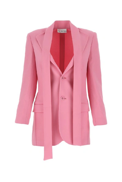 Shop Red Valentino Scarf Collar Detailed Blazer In Pink