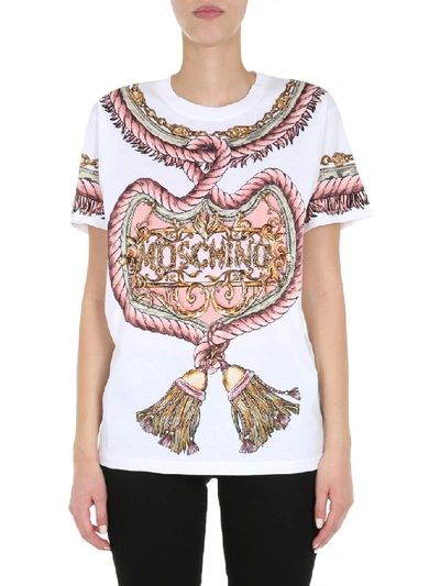 Shop Moschino Printed T In White