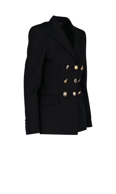 Shop Givenchy Embellished Buttons Fitted Blazer In Black