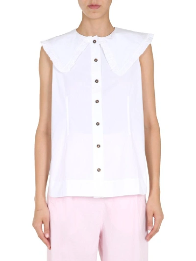 Shop Ganni Sleeveless Blouse In White