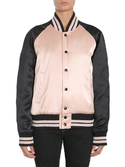 Shop Saint Laurent Contrast Bomber Jacket In Multi