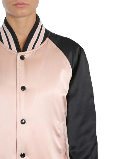 Shop Saint Laurent Contrast Bomber Jacket In Multi