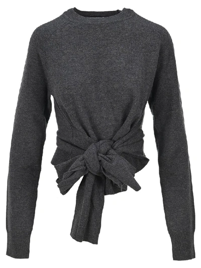 Shop Jw Anderson Bow Knit Sweater In Grey