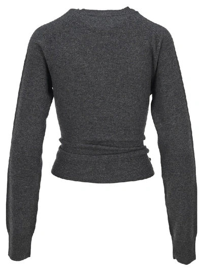 Shop Jw Anderson Bow Knit Sweater In Grey