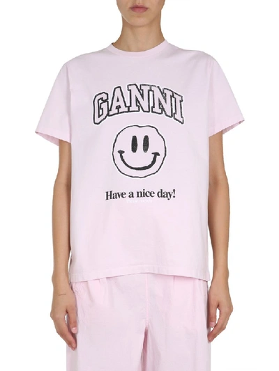 Shop Ganni Basic Jersey T In Pink