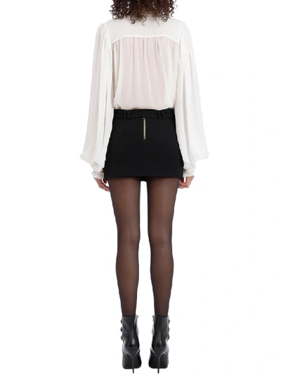 Shop Balmain Belted Mini Skirt In Black