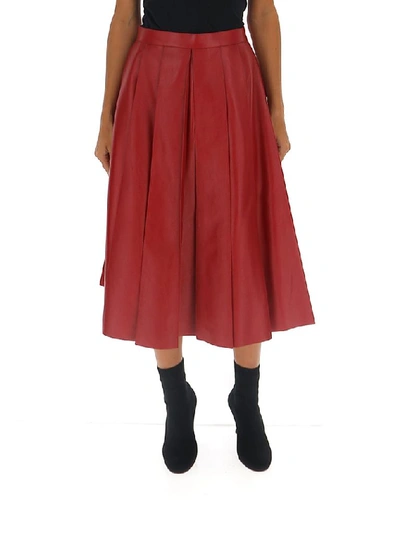 Shop Alexander Mcqueen Pleated Midi Skirt In Red