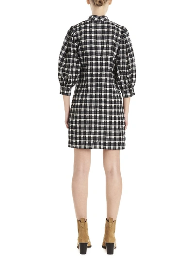 Shop Ganni Seersucker Check Mini Dress In Multi