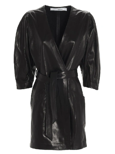 Shop Iro Lanika Belted Wrap Mini Dress In Black