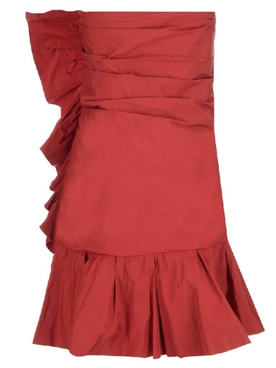 Shop Red Valentino Ruffle Detail Strapless Taffeta Dress