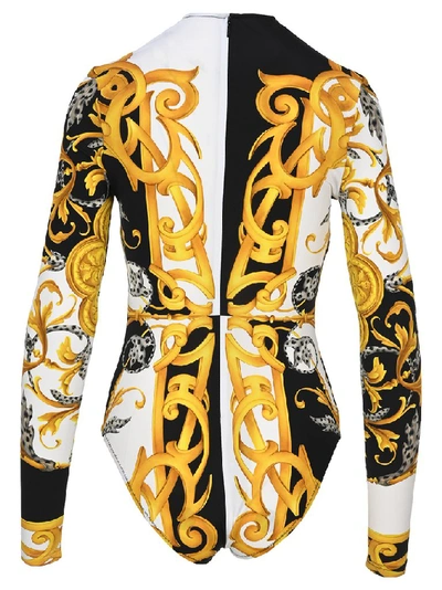 Shop Versace Baroque Print Bodysuit In Multi