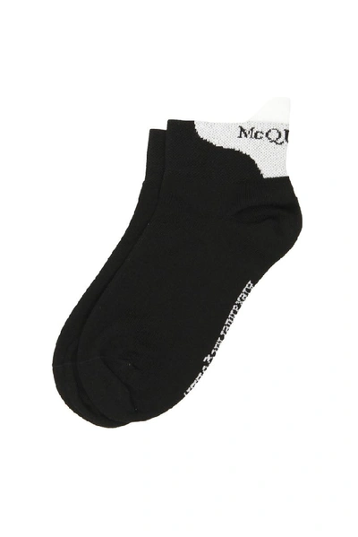 Shop Alexander Mcqueen Logo Motif Socks In Black