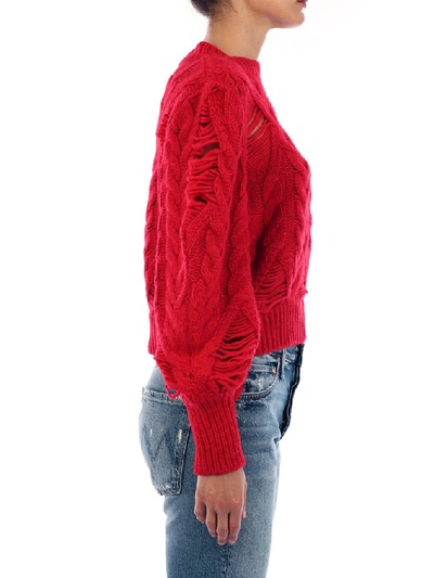 Shop Stella Mccartney Cable Knit Sweater In Red