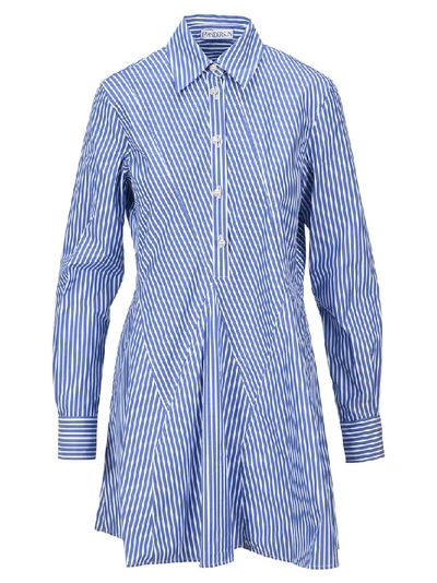 Shop Jw Anderson Striped Shirt Dress In Blue