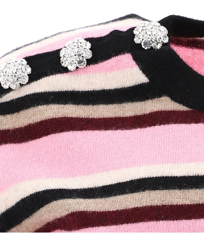 Shop Ganni Striped Sweater In Pink