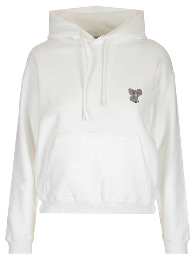 Shop Balenciaga Koala Embroidered Hoodie In White