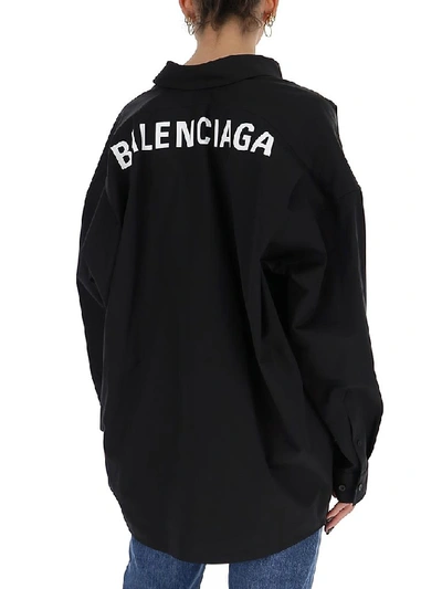 Shop Balenciaga Logo Print Shirt In Black