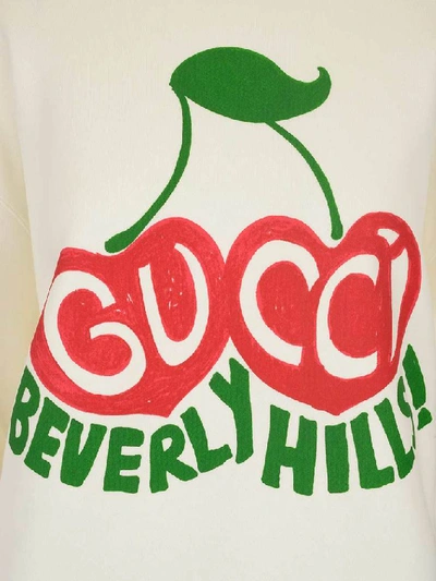 Shop Gucci Beverly Hills Cherry Print Sweatshirt In White