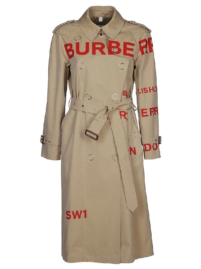 Shop Burberry Horseferry Print Trench Coat In Beige