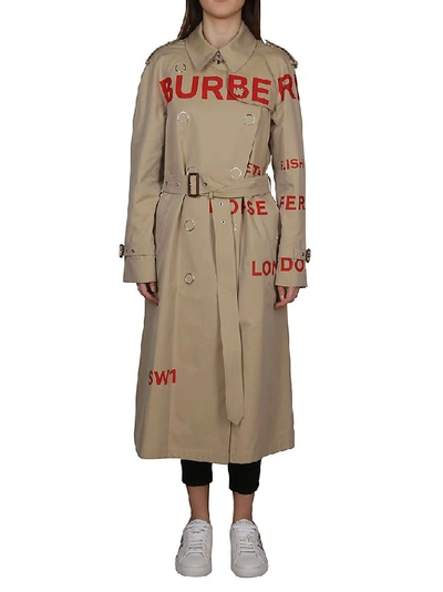 Shop Burberry Horseferry Print Trench Coat In Beige