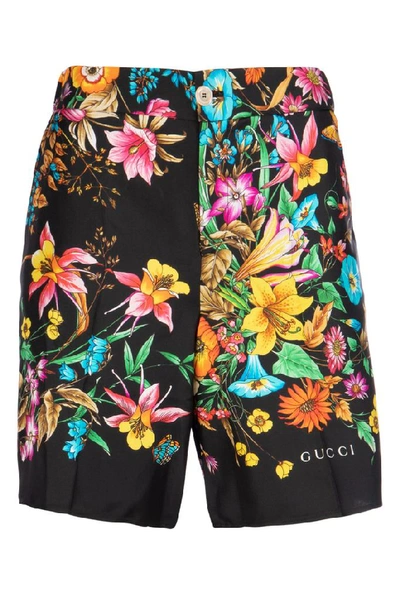 Shop Gucci Floral Print Shorts In Multi