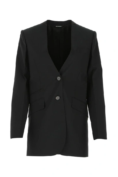 Shop Givenchy Collarless Tailored Blazer In Black
