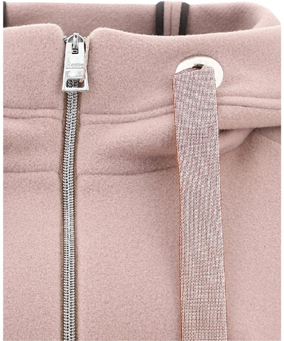 Shop Herno Ribbed Sleeve Hooded Coat In Pink