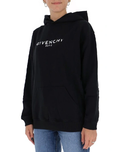 Shop Givenchy Logo Printed Hoodie In Black