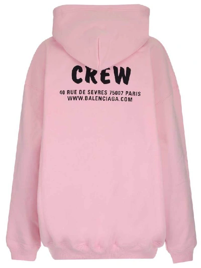 Shop Balenciaga Crew Printed Hoodie In Pink