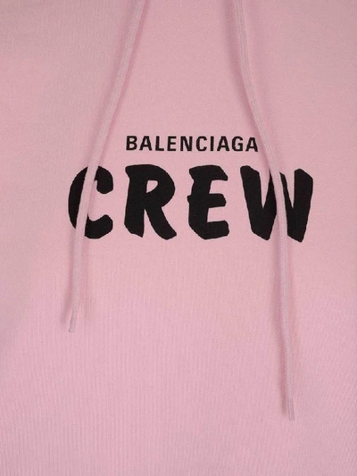 Shop Balenciaga Crew Printed Hoodie In Pink