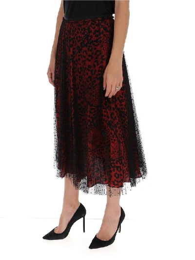 Shop Red Valentino Redvalentino Leopard Print Tulle Midi Skirt In Multi