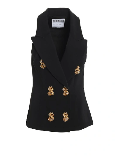 Shop Moschino Dollar Buttons Gilet In Black