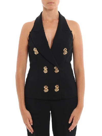 Shop Moschino Dollar Buttons Gilet In Black