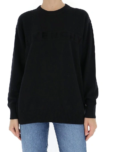 Shop Givenchy Logo Knitted Sweater In Black