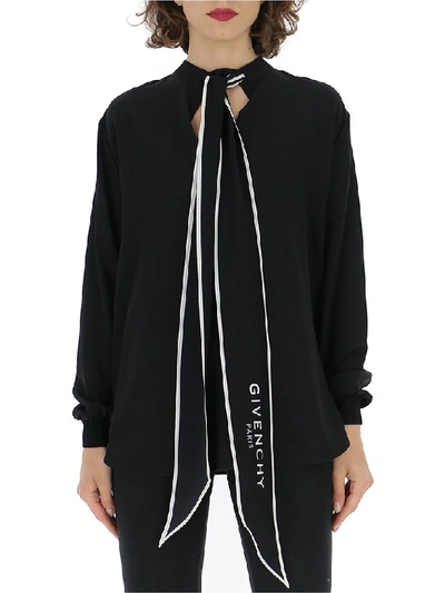 Shop Givenchy Pussybow Blouse In Black