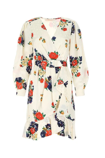 Shop Tory Burch Floral Printed Wrap Dress In Multi
