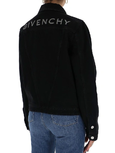 Shop Givenchy Logo Denim Jacket In Black