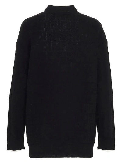 Shop Fendi Ff Monogram Cardigan In Black