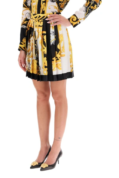 Shop Versace Baroque Print Pleated Skirt In Multi