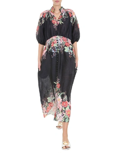 Shop Zimmermann Bellitude Shirred Waist Dress In Multi