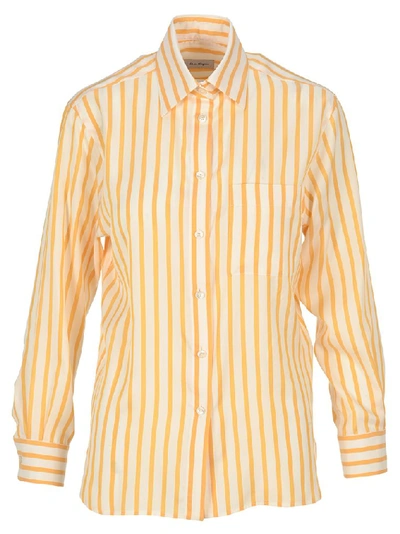 Shop Ferragamo Salvatore  Striped Shirt In Yellow